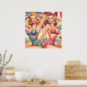 Retro Beach Party Buttone Poster (Küche)