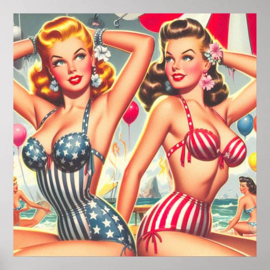 Retro Beach Party Buttone Poster (Vorne)