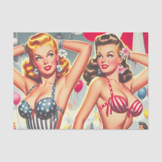 Retro Beach Party Buttone Seidenpapier (Vorderseite)