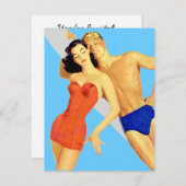 Retro Beach Party Einladung (Vorne/Hinten)