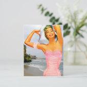 Retro Beach Party Einladung (Stehend Vorderseite)