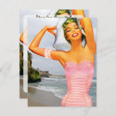 Retro Beach Party Einladung (Vorne/Hinten)