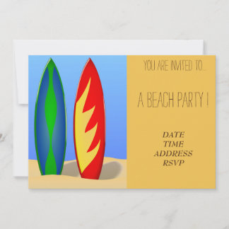 Retro Beach Party farbige Surfbretter Einladung