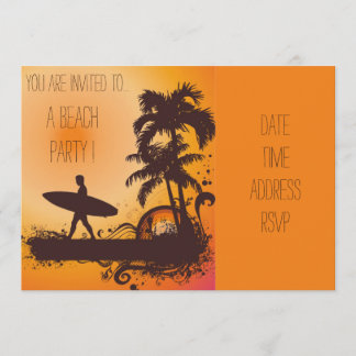 Retro Beach Party Sonnenuntergang Surfer Einladung