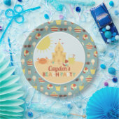 Retro Beach Party Summer Sand Burg Papio Pappteller (Party)