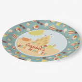 Retro Beach Party Summer Sand Burg Papio Pappteller (Schrägansicht)