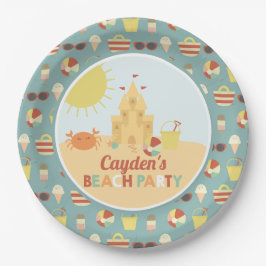 Retro Beach Party Summer Sand Burg Papio Pappteller
