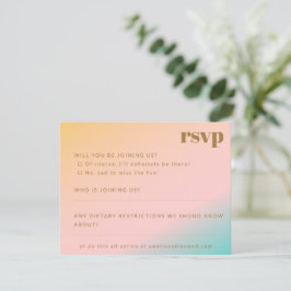 Retro Beach Pastel Gradient Einzigartige Hochzeits RSVP Karte