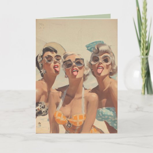 Retro Beach Pin-Up Vibes Karte (Vorderseite)