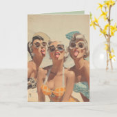 Retro Beach Pin-Up Vibes Karte (Gelbe Blume)