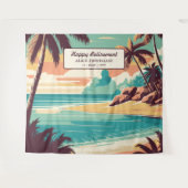 Retro beach retirement Party photo backdrop Wandteppich (Vorderseite (Horizontal))