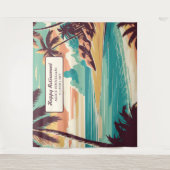 Retro beach retirement Party photo backdrop Wandteppich (Vorderseite)