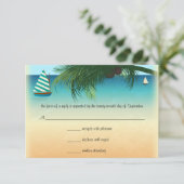 Retro Beach Scene Wedding RSVP Response Card Karte (Stehend Vorderseite)
