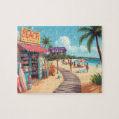 Retro Beach Shop & Boardwalk Vacation Scene Puzzle (Horizontal)