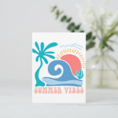 Retro Beach Sun Postcard - "Summer Vibes" Postkarte (Stehend Vorderseite)