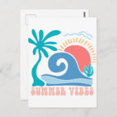 Retro Beach Sun Postcard - "Summer Vibes" Postkarte (Vorne/Hinten)