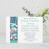 Retro Beach Sunset Abschluss Pool Party Einladung (Stehend Vorderseite)