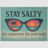 Retro Beach Sunset Decoupage "Salty Bleibe" Seidenpapier (Vorderseite)