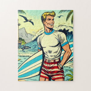 Retro Beach Surf Comicen Puzzle