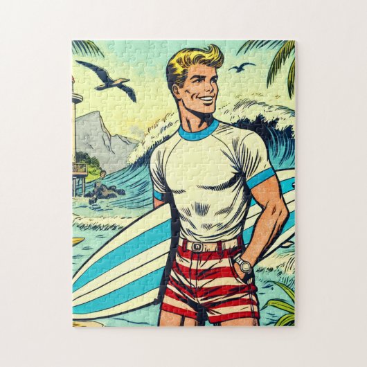 Retro Beach Surf Comicen Puzzle (Vertikal)