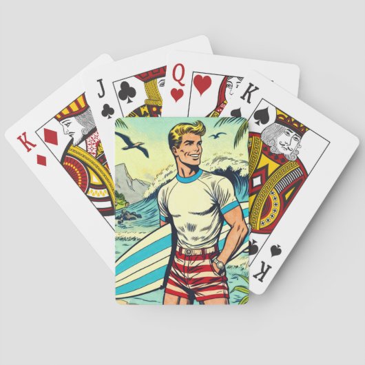 Retro Beach Surf Comicen Spielkarten (Rückseite)