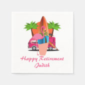 Retro Beach Surf Theme Retirement Party Serviette (Vorderseite)