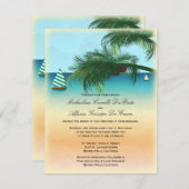 Retro Beach Szene formale Hochzeitseinladung Einladung (Vorne/Hinten)
