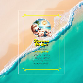 Retro Beach Thema Hier kommt die Son Baby Dusche Acryleinladungen