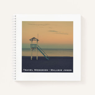Retro Beach Tower Sunset Personalisiert Reisen Notizblock