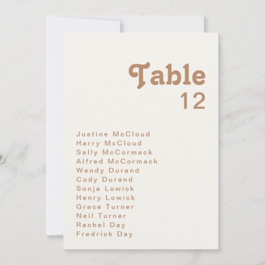 Retro Beach | Übersicht über die Tischnummer von E (Rückseite)