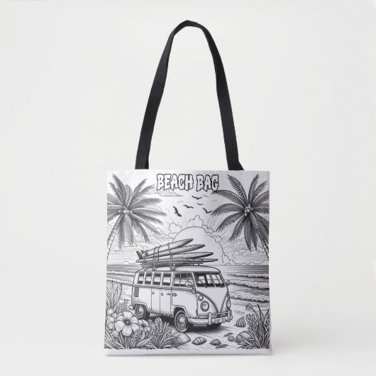 Retro Beach Van Coloring Tasche (Vorderseite)