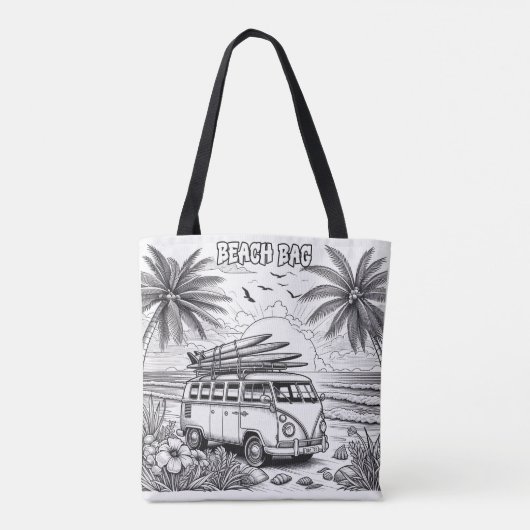 Retro Beach Van Coloring Tasche (Rückseite)