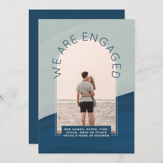 RETRO Beach Vibe Wedding Stationery FOTO Einladung (Vorne/Hinten)