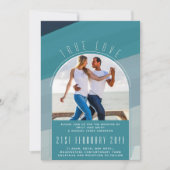 RETRO Beach Vibe Wedding Stationery FOTO Einladung (Vorderseite)