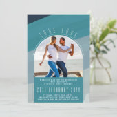 RETRO Beach Vibe Wedding Stationery FOTO Einladung (Stehend Vorderseite)