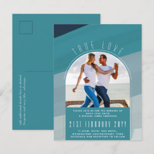 RETRO Beach Vibe Wedding Stationery FOTO Postkarte