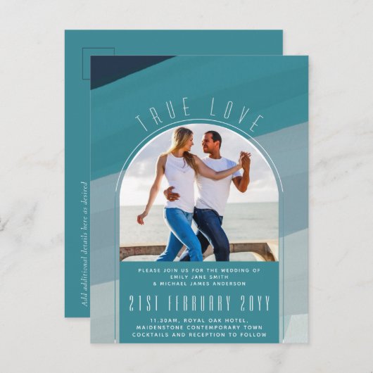 RETRO Beach Vibe Wedding Stationery FOTO Postkarte (Vorne/Hinten)