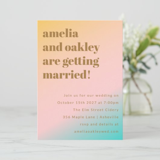 Retro Beach Vibes Pastels Gradient einzigartige Ho Einladung (Stehend Vorderseite)