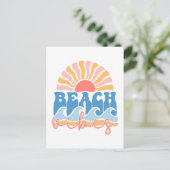 Retro Beach Vibes Postcard - "Beach Vibes" Postkarte (Stehend Vorderseite)