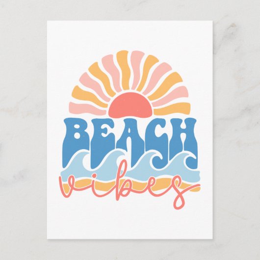 Retro Beach Vibes Postcard - "Beach Vibes" Postkarte (Vorderseite)