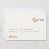 Retro Beach | Vorschlag für eine braune Trauzeugin Einladung (Rückseite)