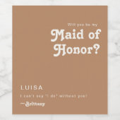 Retro Beach | Vorschlag für eine braune Trauzeugin Weinetikett (Einzelnes Label)