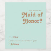 Retro Beach | Vorschlag zur Trauzeugin von Aqua Weinetikett (Einzelnes Label)