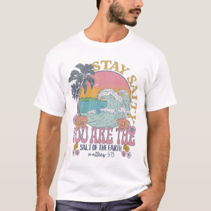 Retro Beach Wave, Salty Quote Bleibe, Christliches T-Shirt