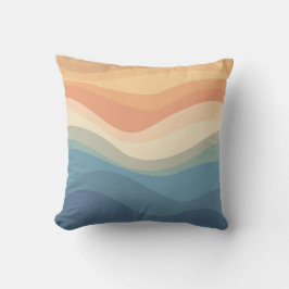 Retro Beach Waves Throw Kissen