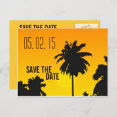 Retro Beach Wedding rettet die Termine Ankündigungspostkarte (Vorne/Hinten)