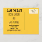 Retro Beach Wedding rettet die Termine Ankündigungspostkarte (Rückseite)