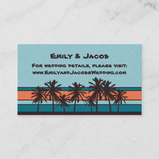 Retro Beach Wedding Website Beilagen Karten (Vorderseite)