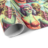 Retro Beach Zombie Button-Up Geschenkpapier (Rolleneckpunkt)