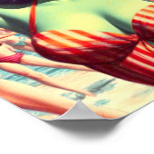 Retro Beach Zombie Button-Up Poster (Ecke)